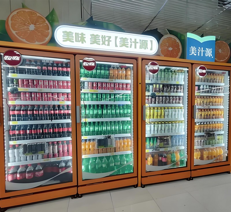 Refrigerated display case illuminated with LED bars
