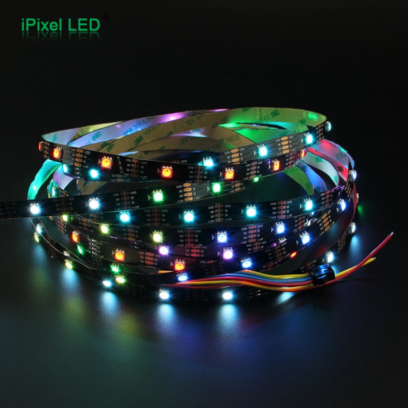 12V addressable RGB strip—black PCB
