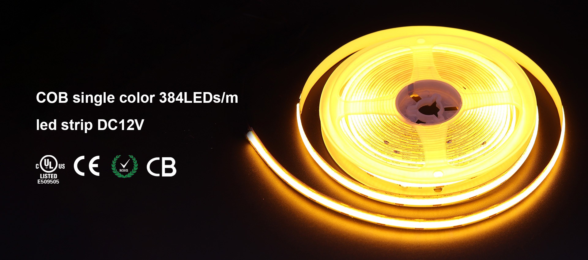 COB single color 384LEDs/mled strip DC12V