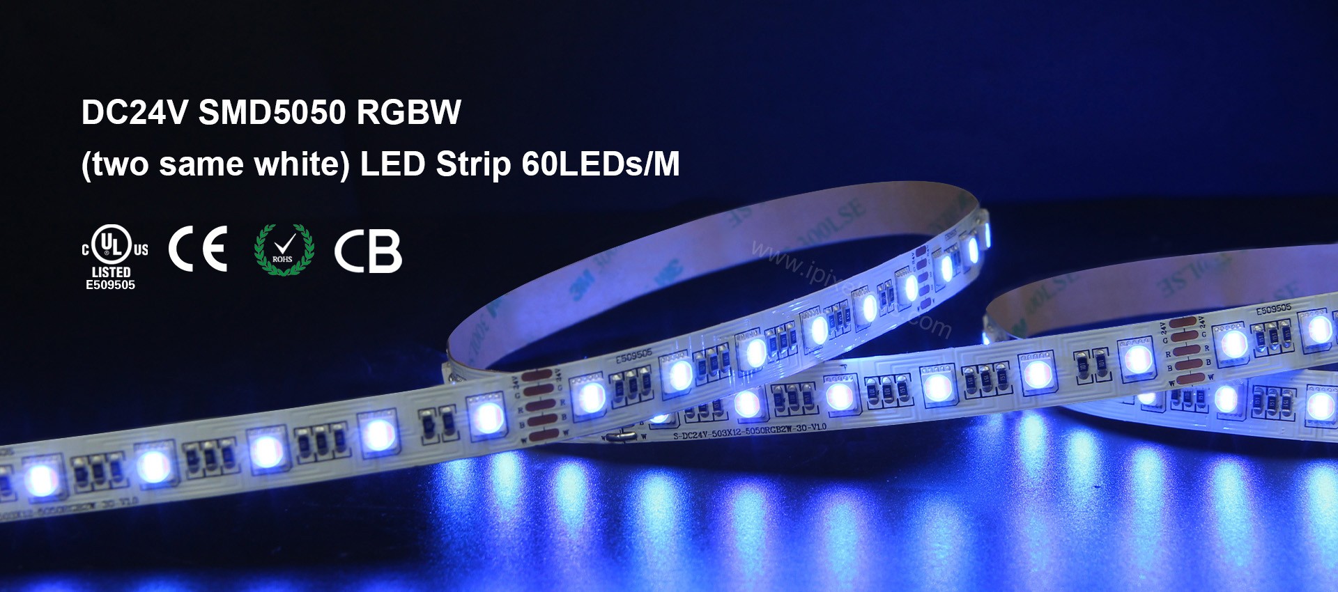 DC24V SMD5050 RGBW(two same white)LED Strip 6OLEDs/M